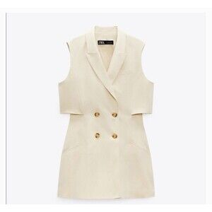 Zara Shorts Romper Small 8183/479/711 Beige Yellow $90